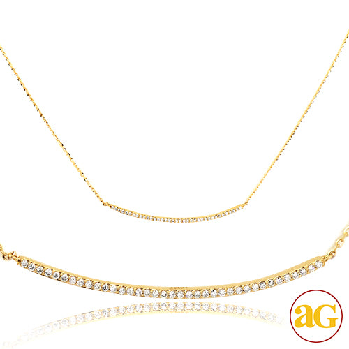 14KY 0.15CTW DIAMOND NECKLACE - HORIZONTAL CURVED