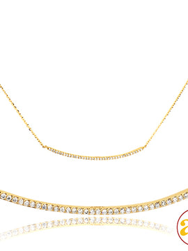 14KY 0.15CTW DIAMOND NECKLACE - HORIZONTAL CURVED