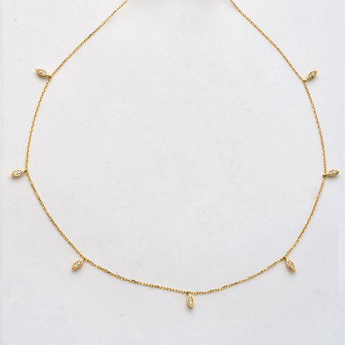 14KY 0.15CTW DIAMOND LOOSE LEAF NECKLACE