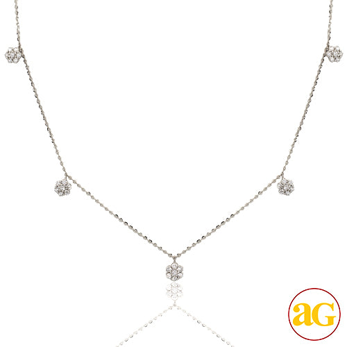 14KW 0.50CTW DIAMOND NECKLACE - 5 LOOSE CLUSTERS