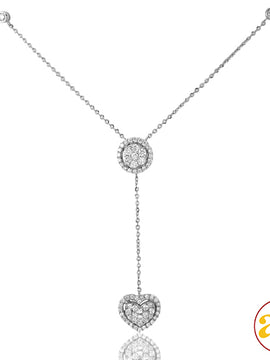 14KW 0.60CTW DIAMOND NECKLACE - ROUND AND HEART CL