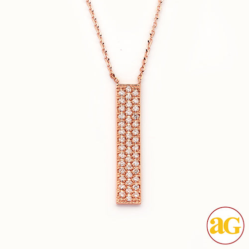 14KR 0.30CTW DIMAOND NECKLACE - VERTICAL BAR - 3 R