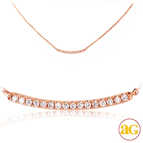 14KR 0.10CTW DIAMOND NECKLACE - CURVED SINGLE ROW