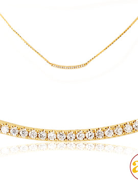 14KY 0.10CTW DIAMOND NECKLACE - CURVED SINGLE ROW