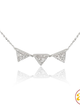 14KW 0.30CTW DIAMOND NECKLACE - 3 TRIANGLE