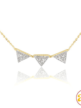 14KY 0.30CTW DIAMOND NECKLACE - 3 TRIANGLE