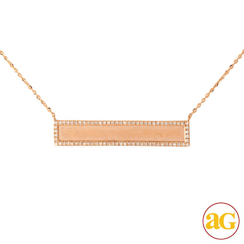 14KR 0.30CTW DIAMOND NECKLACE - DIAMOND ID BAR