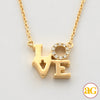 14KY 0.05CTW DIAMOND SQUARE SHAPED &quot;LOVE&quot; NECKLACE