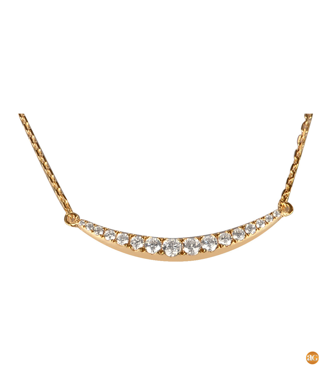 14KY 0.25CTW DIAMOND CURVED BAR NECKLACE