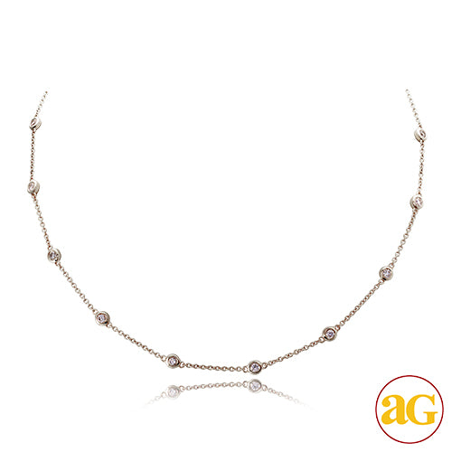 14KW 0.90CTW DIAMOND 16-STONE NECKLACE