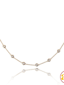 14KW 1.35CTW DIAMOND 17 STONE NECKLACE