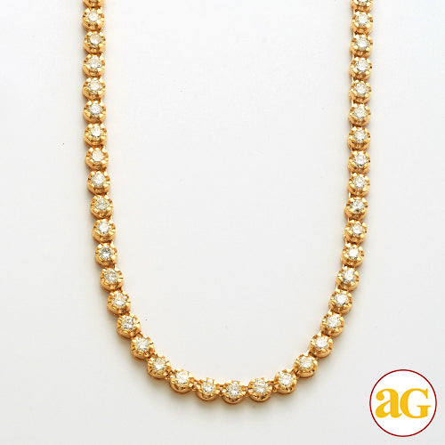 10KY 10.00CTW DIAMOND BUTTERCUP TENNIS NECKLACE