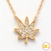 14KY 0.15CTW DIAMOND HERBAL MEDECINE LEAF NECKLACE