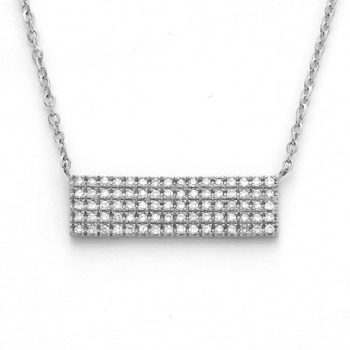 14KW 0.20CTW DIAMOND 5-ROW PAVE BAR NECKLACE