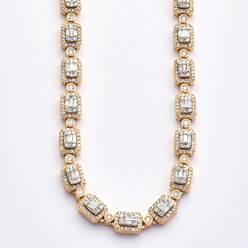 10KY+W  10.15 CTW BAGUETTE NECKLACE 22&quot;