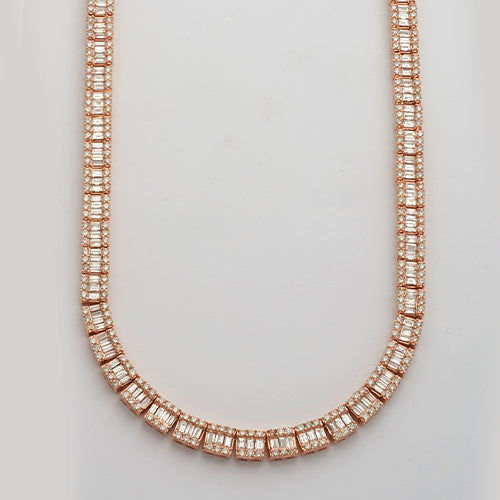 14KR 25.00CTW BAGUETTE NECKLACE 22&quot;