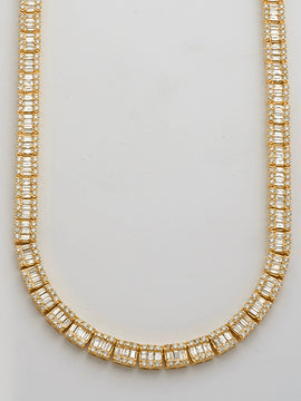 14KY 25.00CTW BAGUETTE NECKLACE 22"