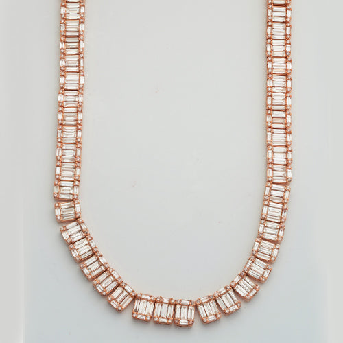 14KR 46.00CTW BAGUETTE NECKLACE