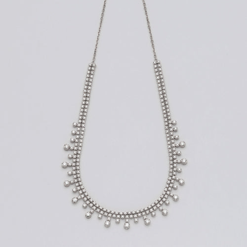 14KW 4.15CTW DIAMOND FANCY DANGLING BEAD NECKLACE