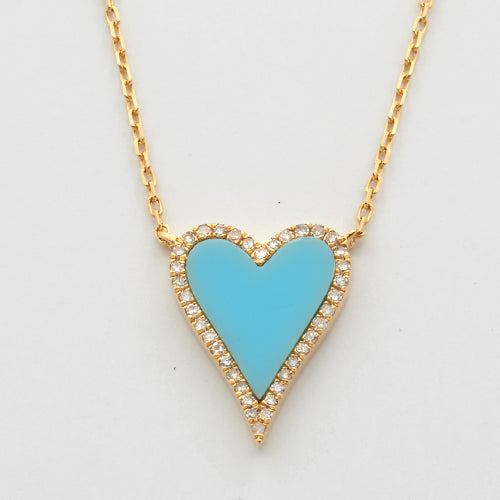 14KY 0.10CTW DIAMOND HEART NECKLACE