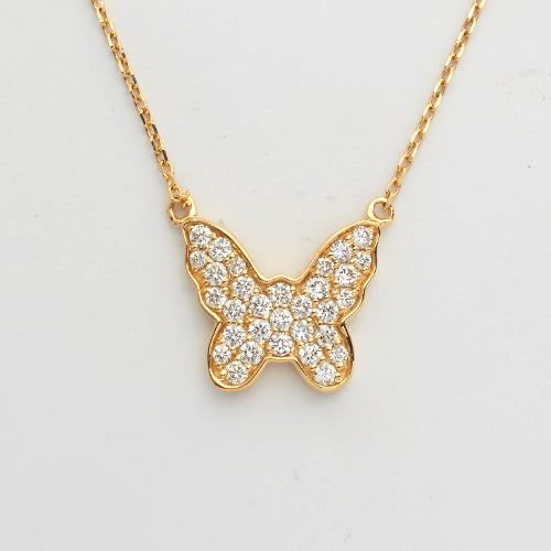 14KY 0.50CTW DIAMOND FLAT PAVE BUTTERFLY NECKLACE