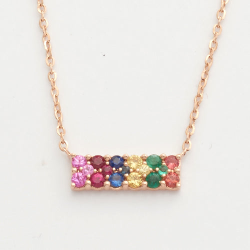 14KR MULTICOLOR SAPR. 0.30CT NECKLACE