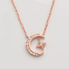 14KR 0.15CTW DIAMOND NECKLACE - CRESCEN MOON