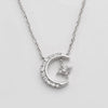 14KW 0.15CTW DIAMOND NECKLACE - CRESCEN MOON