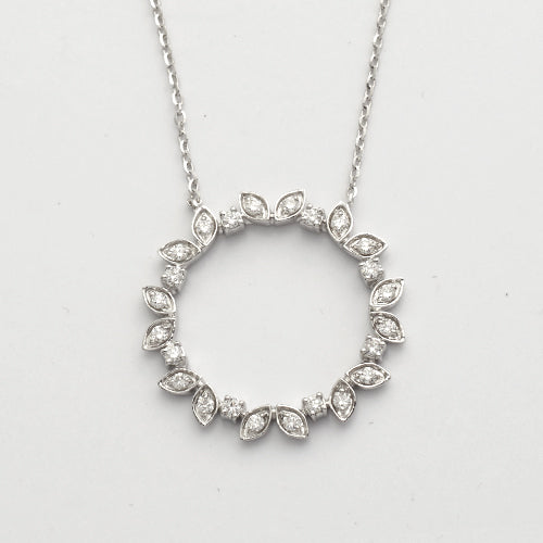 14KW 0.40CTW DIAMOND NECKLACE - OPEN CIRCLE