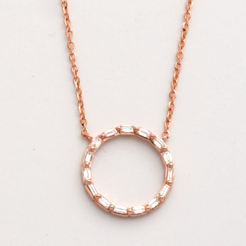 14KR 0.20CTW BAGUETTE DIAMOND NECKLACE - CIRCLE