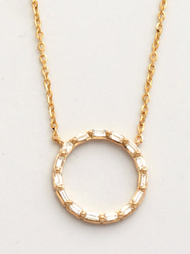 14KY 0.20CTW BAGUETTE DIAMOND NECKLACE - CIRCLE