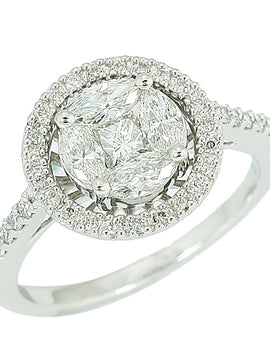 14KW 1.00CTW DIAMOND PIE CUT RING