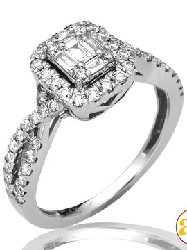 14KW 0.85CTW DIAMOND BAGUETTE BRIDAL RING WITH HAL