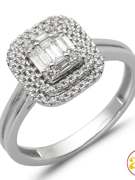 14KW 0.50CTW BAGUETTE DIAMOND BRIDAL RING WITH ROU