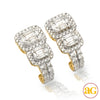 14KY 1.55CTW BAGUETTE DIAMOND 2-STONE HOOK EARRING