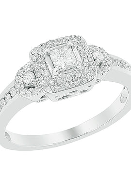 14KW 0.50CTW DIAMOND FANCY RING [0.20CT CTR]