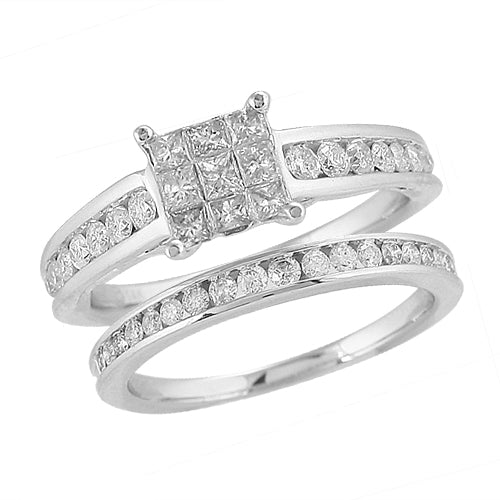 14KW 1.03CTW DIAMOND BRIDAL SET