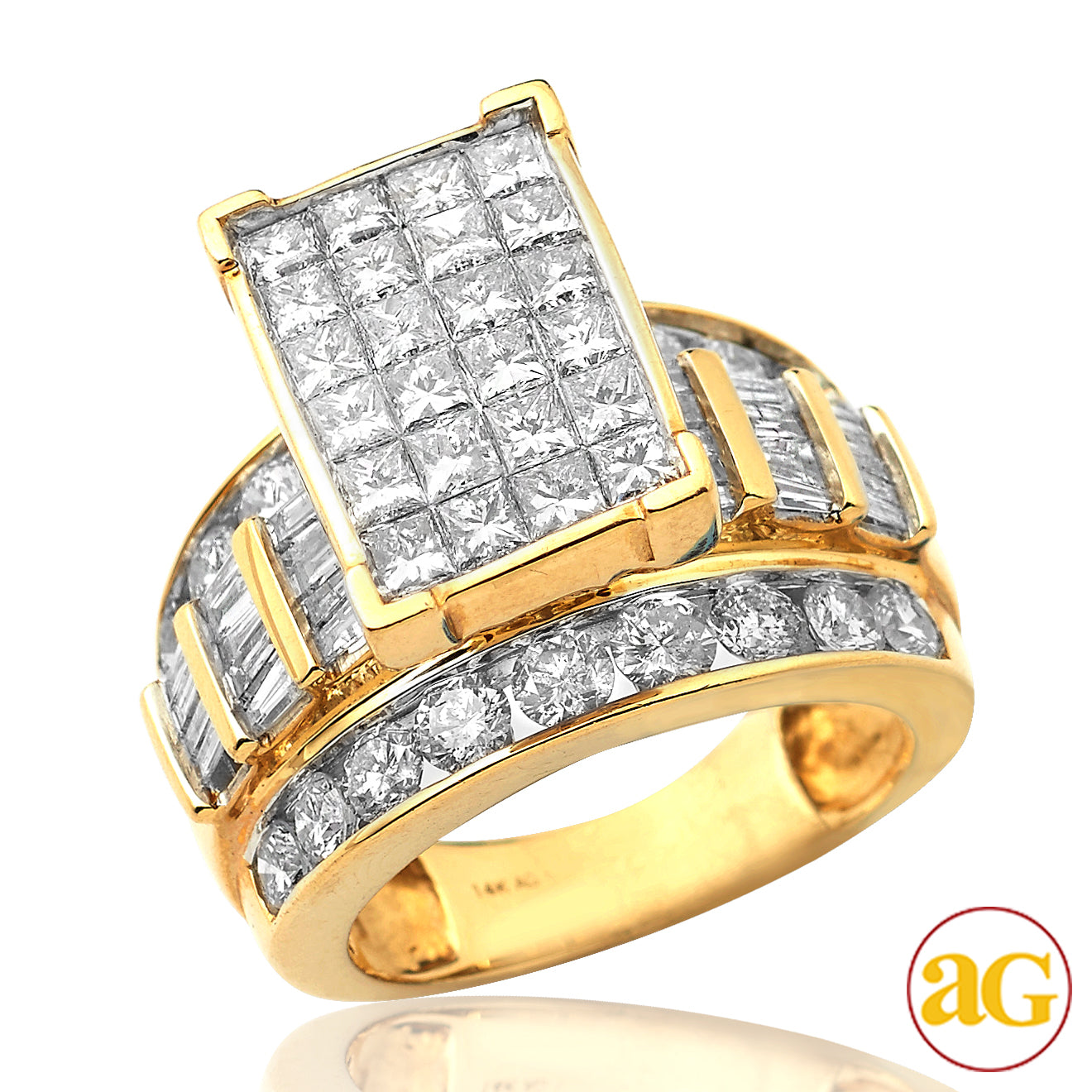 14KY 4.00CTW DIAMOND CINDERELLA RING