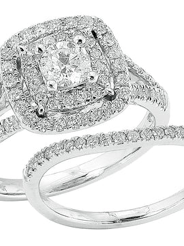 14KW 1.10CTW DIAMOND FANCY BRIDAL SET [0.40CT CTR]