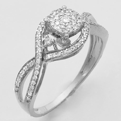 14KW 0.40CTW DIAMOND LUNA CLUSTER RING WITH TWISTE