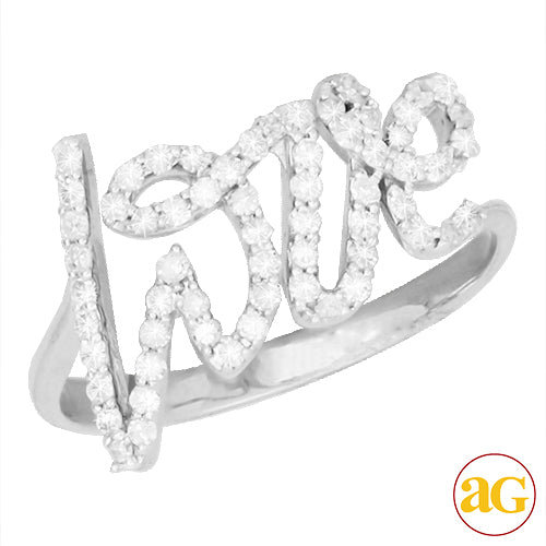 14KW 0.35CTW DIAMOND &apos;LOVE&apos; RING