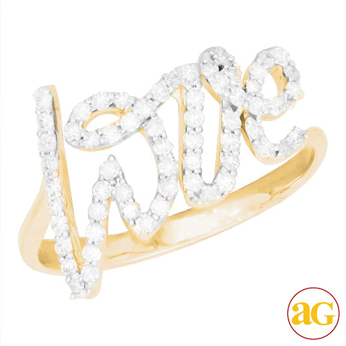 14KY 0.35CTW DIAMOND &apos;LOVE&apos; RING