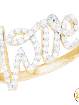 14KY 0.35CTW DIAMOND 'LOVE' RING