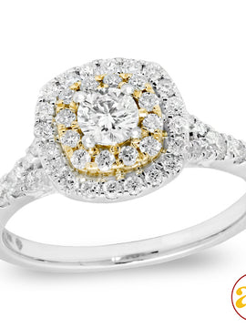 14KW+Y 1.00CTW DIAMOND FANCY RING [0.25CT CTR]