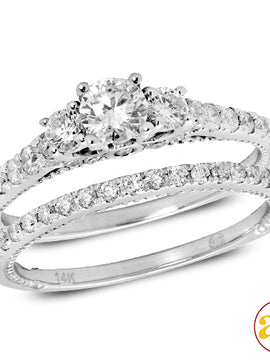 14KW 1.10CTW DIAMOND BRIDAL SET [0.34CT CTR]