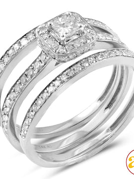 14KW 0.85CTW DIAMOND 3-PIECE BRIDAL SET [0.18CT CP