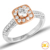 14KW 1.00CTW DIAMOND TWO TONE RING WITH PINK BASKE