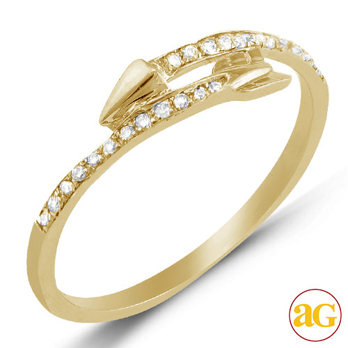 14KY 0.15CTW DIAMOND DESIGNER ARROW RING