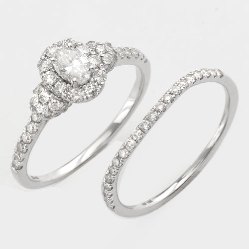 14KW 1.00CTW OVAL DIAMOND BRIDAL SET