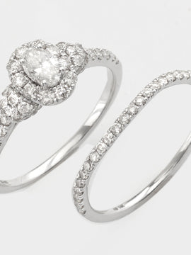 14KW 1.00CTW OVAL DIAMOND BRIDAL SET